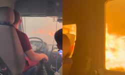 Yangında alevlerin ortasında kalan ekiplerin zor anları!
