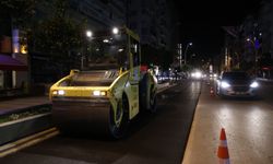 Güllük caddesinde asfalt çalışması