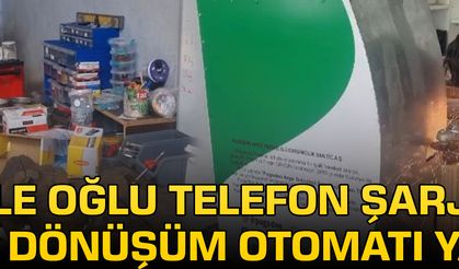 Baba ile oğlu telefon şarj eden geri dönüşüm otomatı yaptı