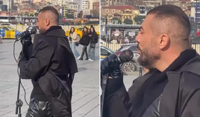 Rober Hatemo sokak sanatçısı gibi İstanbul'un göbeğinde şarkı söyledi