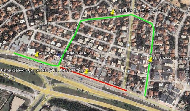 Antalya Bulvarı yan yolu geçici olarak trafiğe kapanıyor