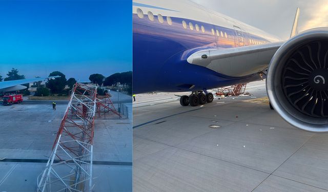 Antalya Havalimanı’nda korkutan olay: Uçak direğe çarptı
