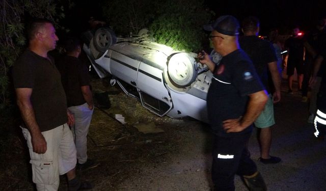Serikli pehlivanın kullandığı otomobil takla attı: 4 yaralı