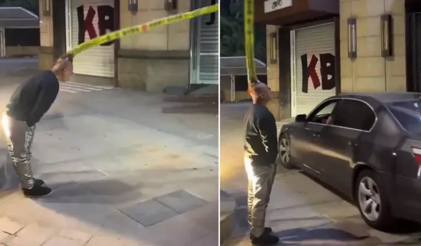 Görenler şoke oldu! Otopark bariyeri gibi davranıyor!