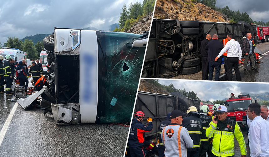 Yine aynı kaza! Isparta-Antalya kara yolunda otobüs devrildi