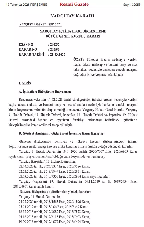 Emeklilerinmaaslarınablokekonabilecekyargıtaydanhamle