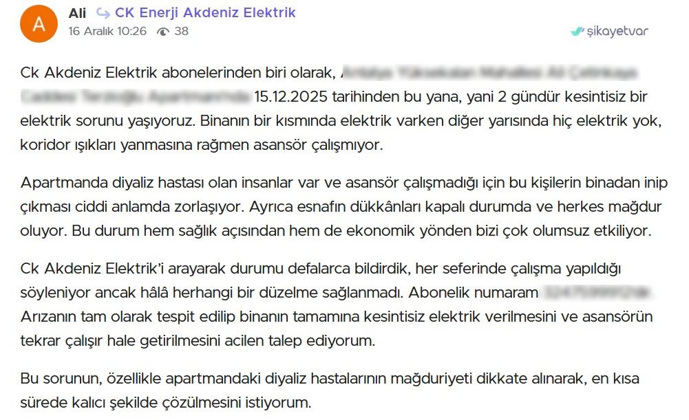 Muratpasadayasananelektriksorununavatandastepkigosterdi