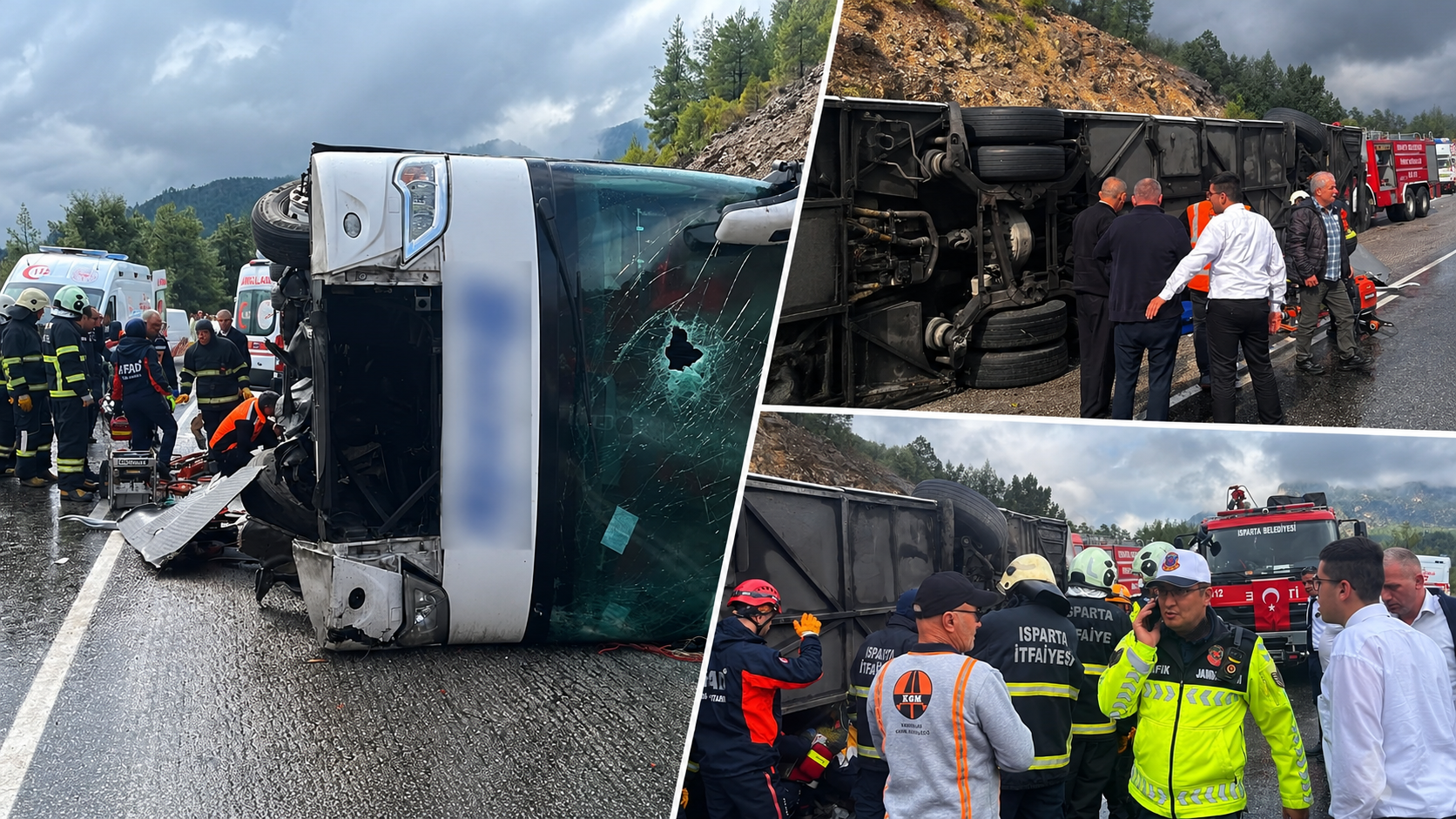 Yine aynı kaza! Isparta-Antalya kara yolunda otobüs devrildi