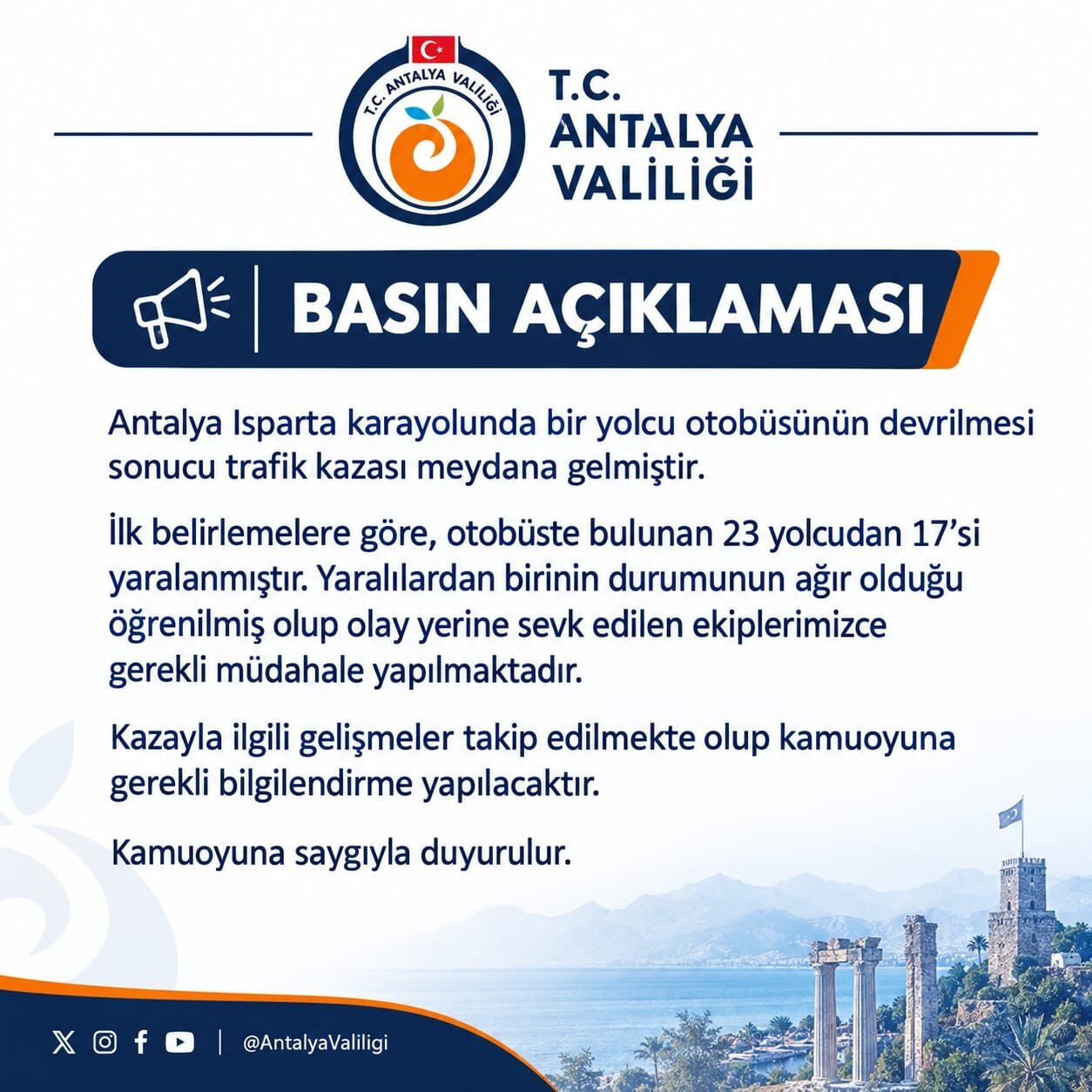 Antalya Valilik Açıklama Aksu Kaza